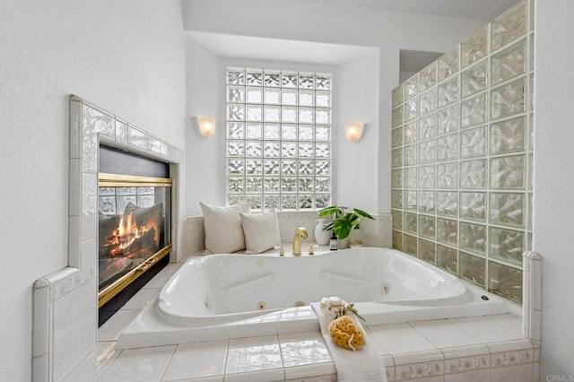 3048 Jason Rd, Fallbrook, CA 92028 - full bathroom featuring a tiled fireplace and a jetted tub