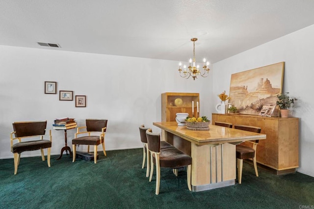 3048 Jason Rd, Fallbrook, CA 92028 - dining area with a chandelier, carpet, and baseboards