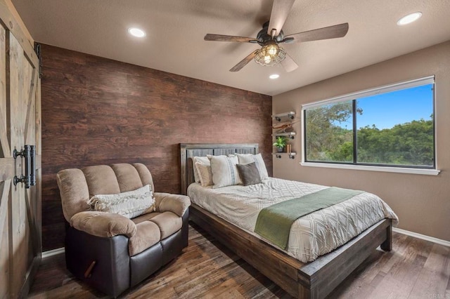 3048 Jason Rd, Fallbrook, CA 92028 - bedroom with baseboards, recessed lighting, wood finished floors, and ceiling fan