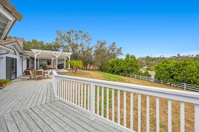 3048 Jason Rd, Fallbrook, CA 92028 - wooden terrace with outdoor dining space and a pergola