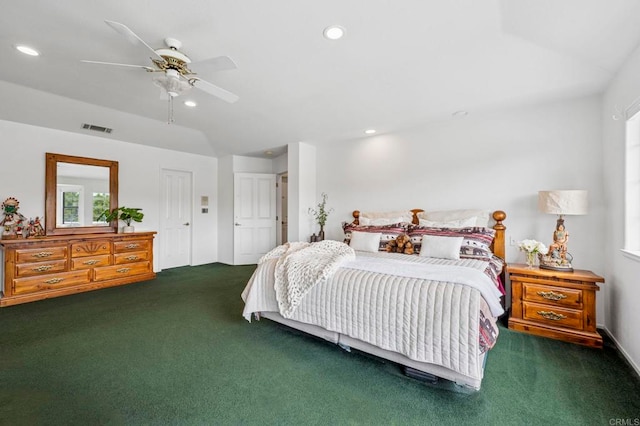 3048 Jason Rd, Fallbrook, CA 92028 - carpeted bedroom with recessed lighting, ceiling fan, and lofted ceiling