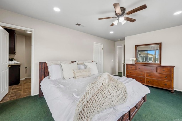 3048 Jason Rd, Fallbrook, CA 92028 - bedroom with carpet, recessed lighting, baseboards, and ceiling fan