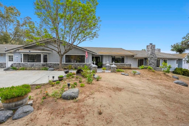 3048 Jason Rd, Fallbrook, CA 92028 - ranch-style house featuring stucco siding, a chimney, and stone siding