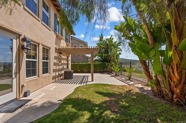 2705 Plumeria Dr, Carlsbad, CA 92009 - view of yard with a pergola, a patio area, and a fenced backyard