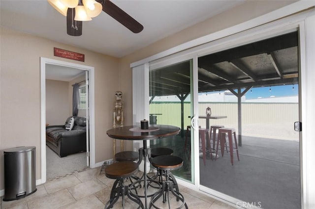 150020 Bluewater Rd, Big River, CA 92242 - dining room with a wealth of natural light, baseboards, and a ceiling fan