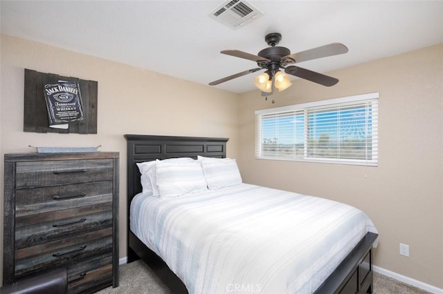 150020 Bluewater Rd, Big River, CA 92242 - bedroom featuring carpet flooring, visible vents, baseboards, and a ceiling fan