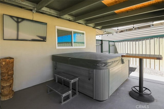150020 Bluewater Rd, Big River, CA 92242 - exterior space with a hot tub and fence