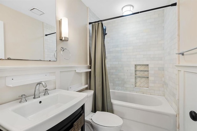 3527 Caminito Sierra Unit 202, Carlsbad, CA 92009 - full bathroom with toilet, shower / bath combination with curtain, and vanity