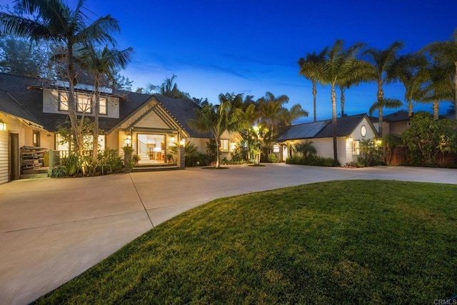 view of front of home with a front yard