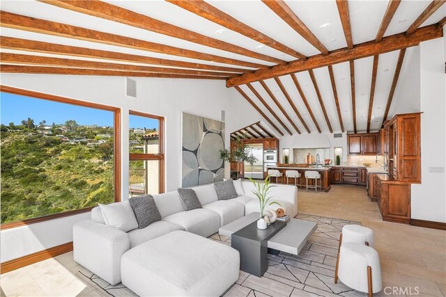 2516 Temple Hills Dr, Laguna Beach, CA 92651 - living room featuring healthy amount of natural light and baseboards