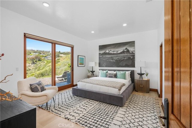 2516 Temple Hills Dr, Laguna Beach, CA 92651 - bedroom with access to outside, recessed lighting, and light wood-style floors