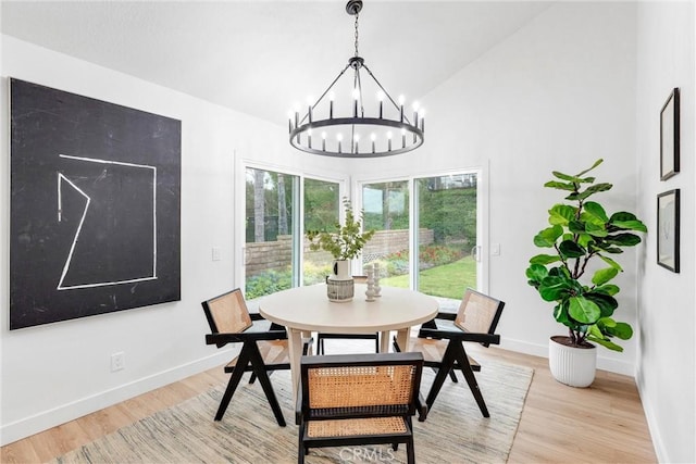 5431 Via Ontiveros, Yorba Linda, CA 92887 - dining space with vaulted ceiling, an inviting chandelier, and baseboards