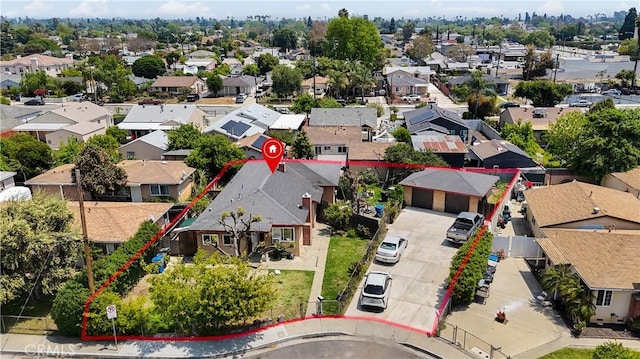 bird's eye view with a residential view