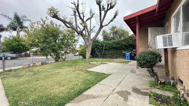 view of yard with a patio and fence