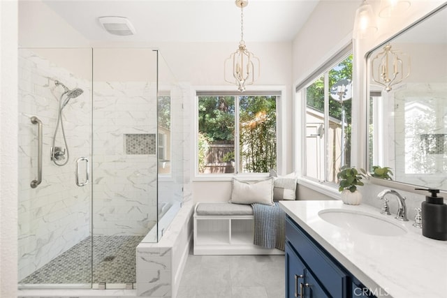 670 Grafton Park Dr, Chico, CA 95926 - bathroom featuring a stall shower and vanity