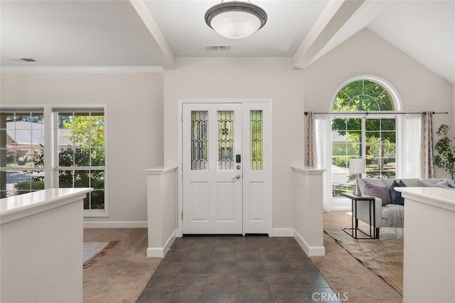 670 Grafton Park Dr, Chico, CA 95926 - entryway with carpet floors, baseboards, a healthy amount of sunlight, and visible vents