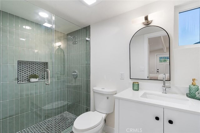 6123 Tipton Way, Los Angeles, CA 90042 - bathroom with vanity, toilet, and a stall shower