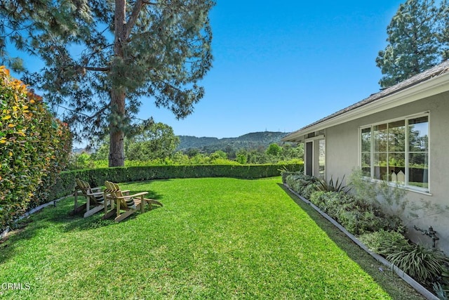view of yard with a mountain view