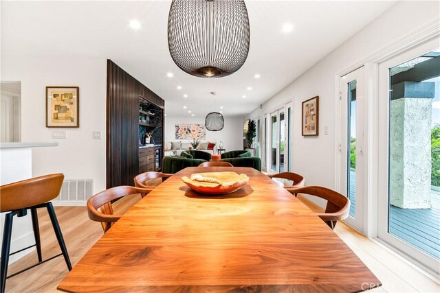 9 Jasmine Creek Dr, Corona Del Mar, CA 92625 - dining area with light wood-style flooring and recessed lighting