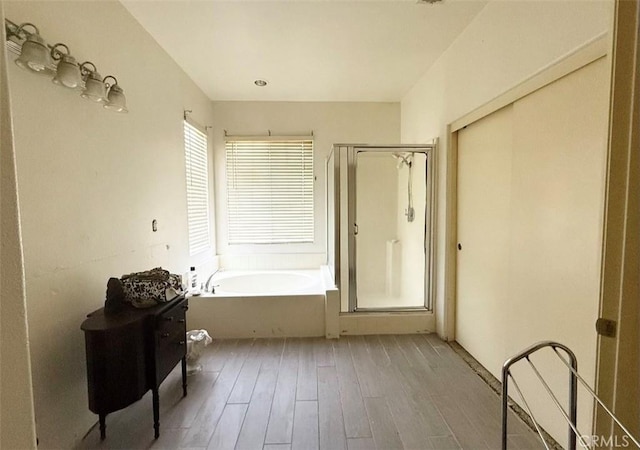 interior space with hardwood / wood-style flooring