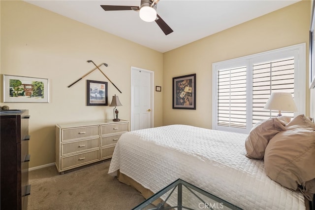 79260 Cool Reflection Ln, Quinta, CA 92253 - bedroom featuring dark colored carpet, baseboards, and ceiling fan
