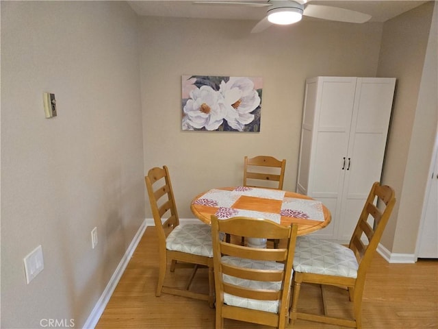 185 Avenida Majorca Unit A, Laguna Woods, CA 92637 - dining space with light wood-style floors, baseboards, and a ceiling fan