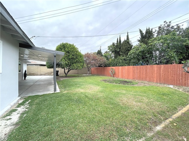 view of yard with a patio area