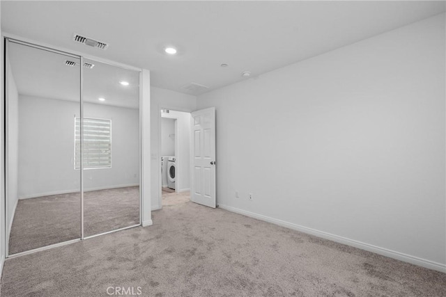 3981 E Huntington St, Ontario, CA 91761 - unfurnished bedroom with a closet, recessed lighting, carpet, baseboards, and visible vents