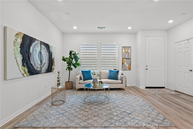 3981 E Huntington St, Ontario, CA 91761 - sitting room featuring visible vents, wood finished floors, baseboards, and recessed lighting