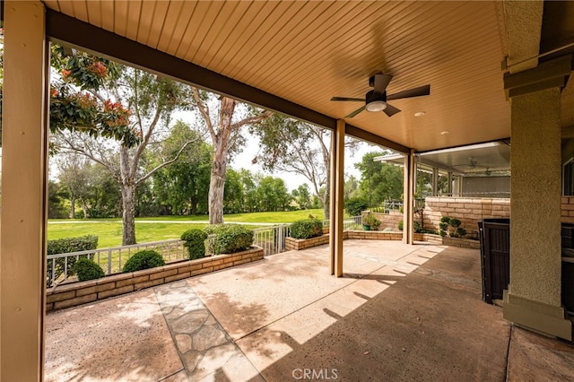 view of patio with ceiling fan