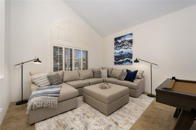 48674 Acropolis St, Indio, CA 92201 - living room with high vaulted ceiling and pool table