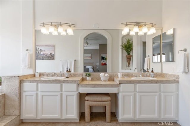 48674 Acropolis St, Indio, CA 92201 - full bath with double vanity and a ceiling fan