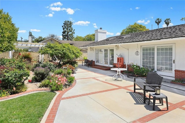 15723 La Belle St, Hacienda Heights, CA 91745 - rear view of house featuring fence, stucco siding, and french doors