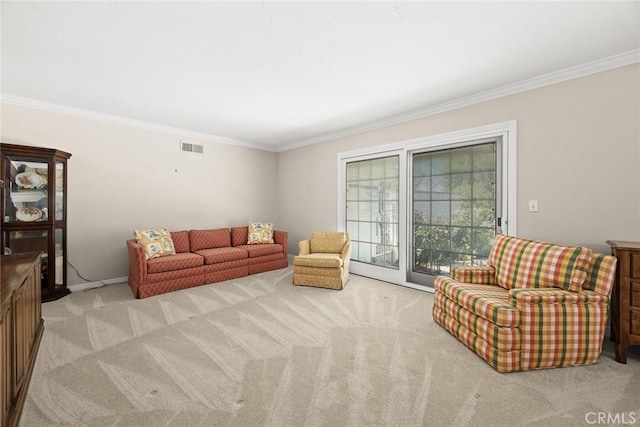 15723 La Belle St, Hacienda Heights, CA 91745 - carpeted living area with crown molding and visible vents
