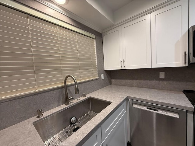 22723 Maple Ave, Torrance, CA 90505 - kitchen featuring dishwasher, white cabinets, and backsplash