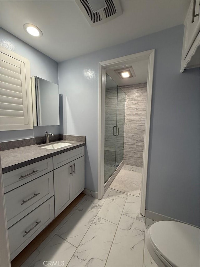 22723 Maple Ave, Torrance, CA 90505 - full bath featuring marble finish floors, vanity, and a stall shower