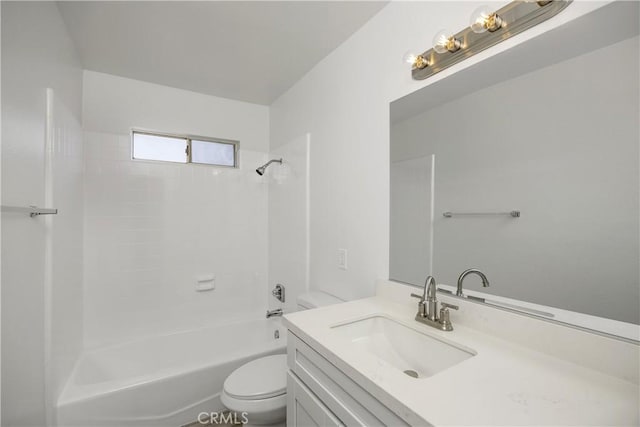 full bathroom with vanity, toilet, and shower / tub combination
