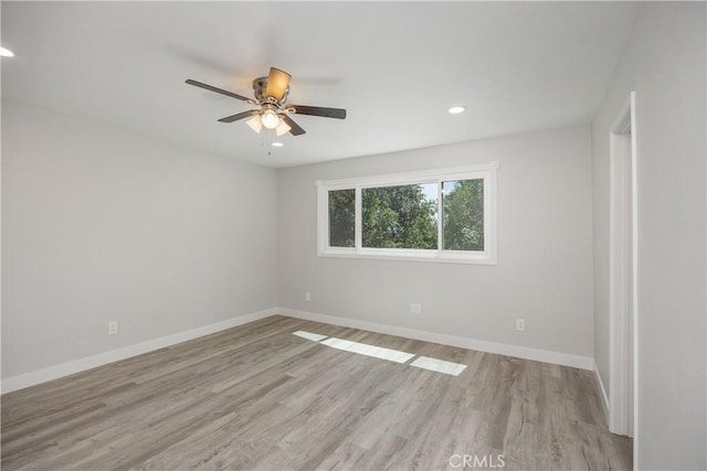 33340 Gisborne Way, Lake Elsinore, CA 92530 - spare room with ceiling fan, baseboards, light wood-style floors, and recessed lighting