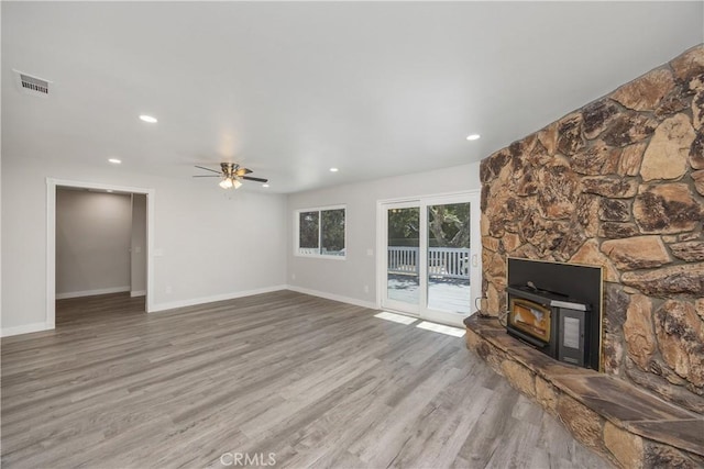 33340 Gisborne Way, Lake Elsinore, CA 92530 - unfurnished living room featuring wood finished floors, ceiling fan, and recessed lighting