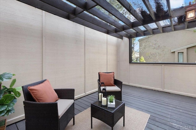 wooden terrace with a pergola
