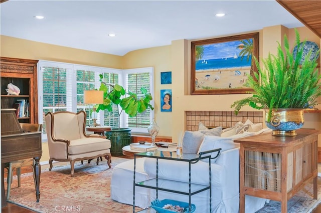 sitting room with recessed lighting