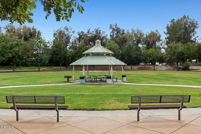surrounding community featuring a yard and a gazebo