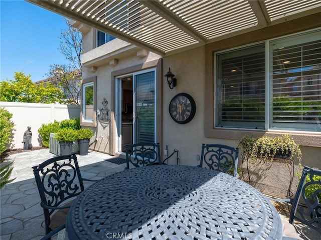 view of patio with fence and outdoor dining area
