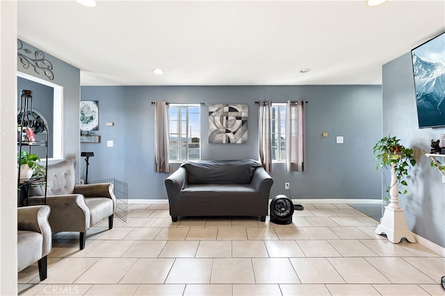 1301 E Pacific Coast, Wilmington, CA 90744 - living room with recessed lighting, baseboards, and tile patterned floors