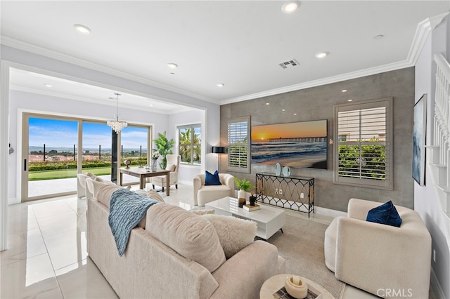 109 Chronology, Irvine, CA 92618 - living room featuring a chandelier, tile patterned floors, recessed lighting, and baseboards