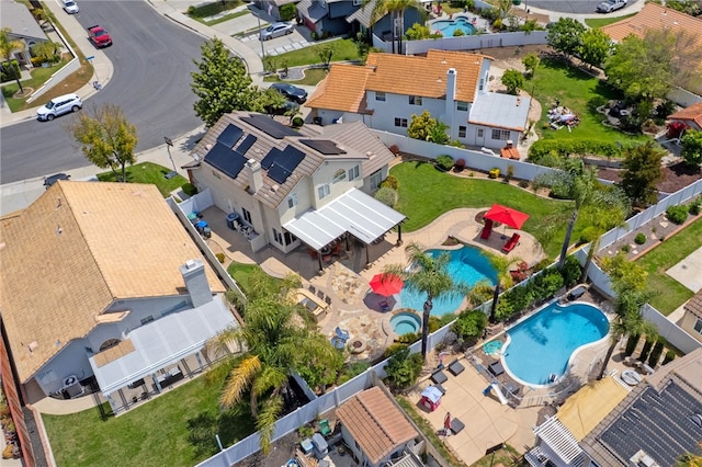 aerial view with a residential view