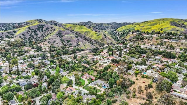 bird's eye view featuring a mountain view and a residential view
