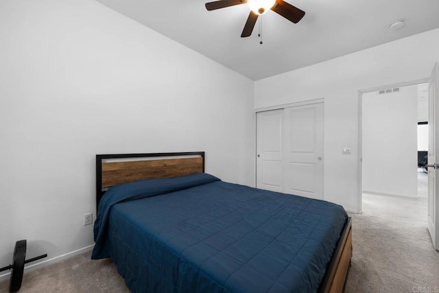 5441 San Roberto, San Diego, CA 92154 - bedroom featuring carpet floors, a ceiling fan, visible vents, and a closet