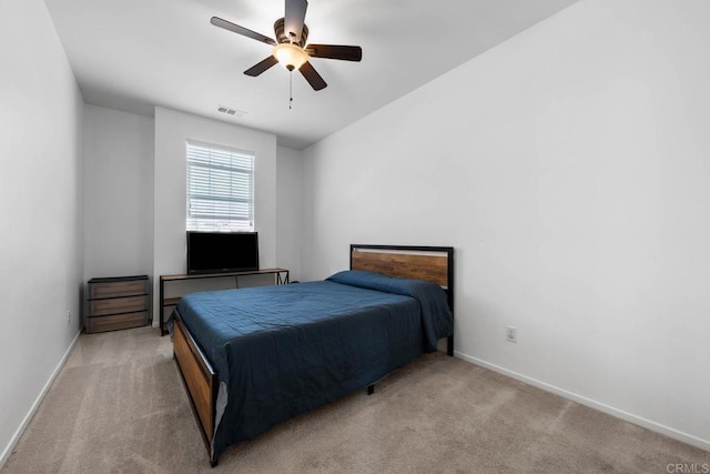 5441 San Roberto, San Diego, CA 92154 - bedroom with visible vents, baseboards, ceiling fan, and light carpet