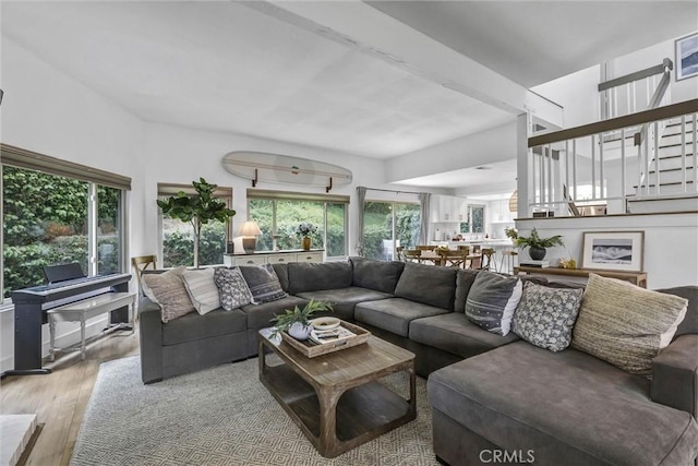 1 Vista Del Ponto, San Clemente, CA 92672 - living area featuring stairs and light wood-type flooring